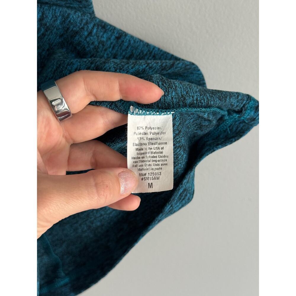 Beyond Yoga Women Tank Top Size M Teal Blue Heather Cross Back Cutout USA - Picture 3 of 7
